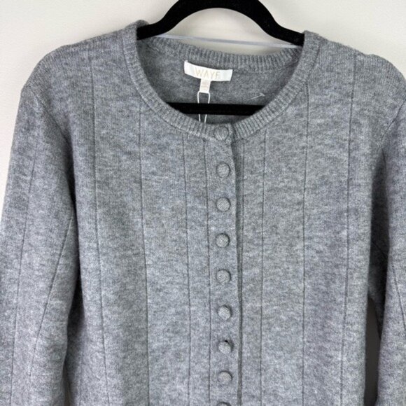 WAYF Grey Knit Button Front Cardigan Sweater XL NWT Preppy Cozy Classic - Picture 3 of 9